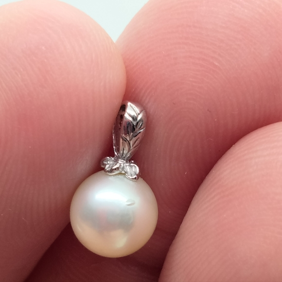 14K Karat White Gold Fresh Water 10mm Pearl Pendant 1.1 Grams PF No Chain - Picture 6 of 12